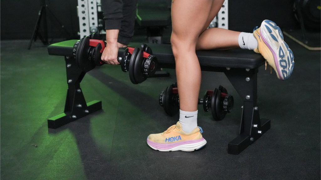 Our tester using Bells of Steel Flat Utility Bench.