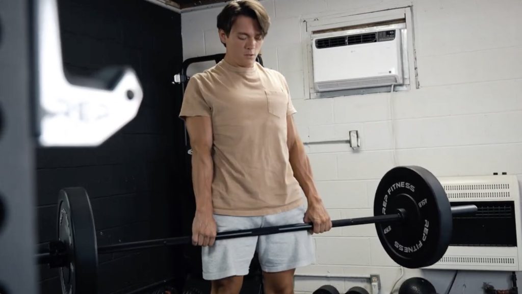 Our tester deadlifting with the REP Fitness Double Black Diamond Power Bar.