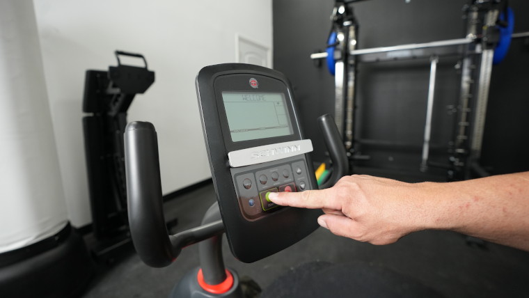 A close look at the screen on Schwinn 230 Recumbent Bike.